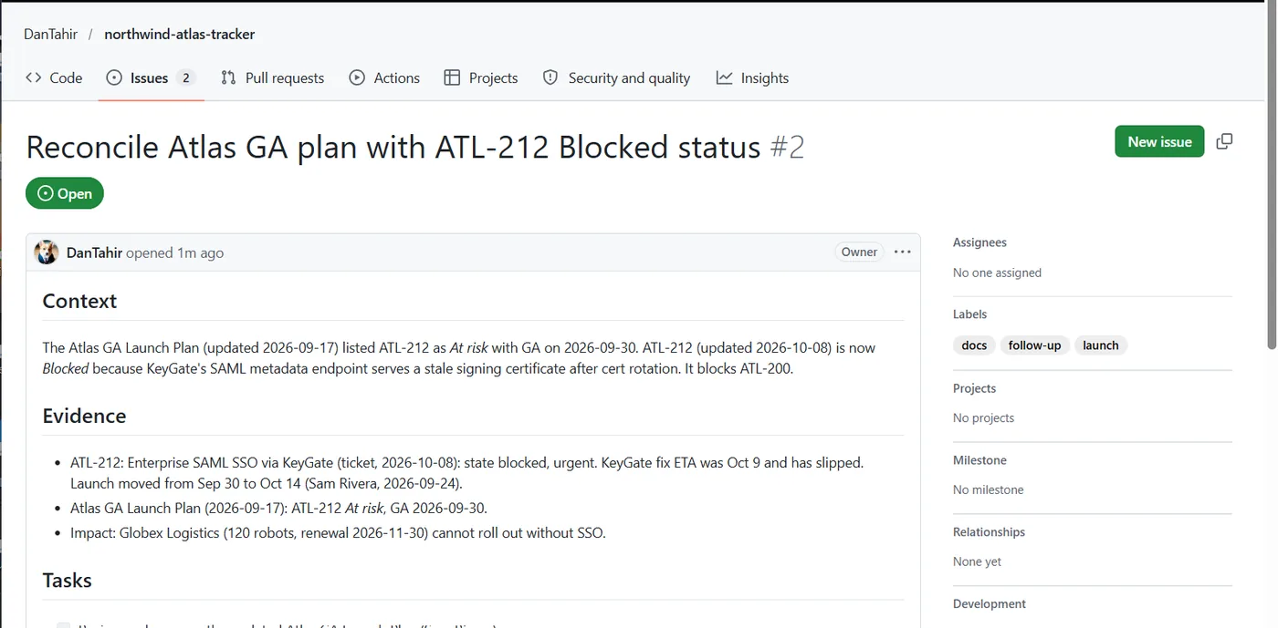 GitHub issue auto-filed by KlennyBrain with context and evidence